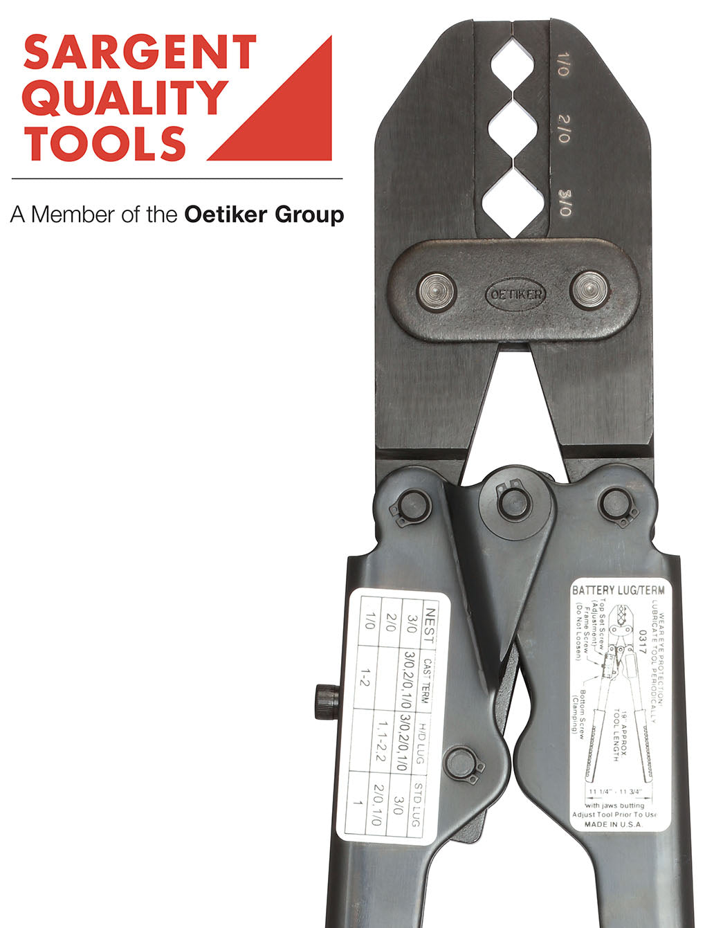 Auto & Truck Battery Crimp Tool for Cast Heavy Duty Tube Lugs & Terminals and Standard Wall Lugs - SARGENT® #6227 CT
